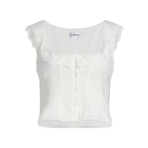 Guizio Paloma Lace Sleeveless Crop Top - XS White